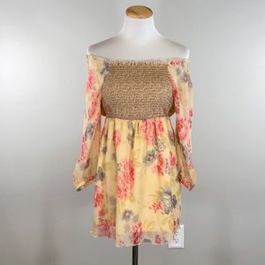 VENUS SMOCKED FLORAL BOHO TUNIC/DRESS- SMALL